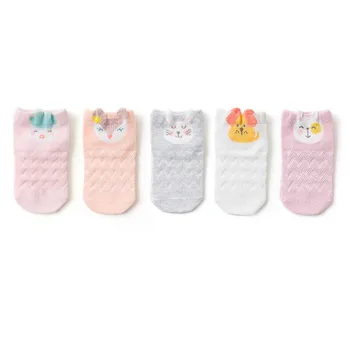 

5 Pairs/ 1 to 12 Years Thin Mesh Children's Socks Spring Summer Breathable Baby Girls Boys Socks Cute Cartoon Toddler Socks