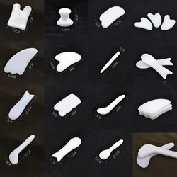 White Marble Natural Jade Stone Guasha Massage Scraping Board Acupoints Plate SPA Therapy for Face Eyes Leg Body Health Care