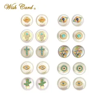 Wish Card элегантные жемчужные серьги-гвоздики для женщин Кристалл-талисман Хамса рука сглаза крест кактус массивные серьги ювелирные изделия EY6462