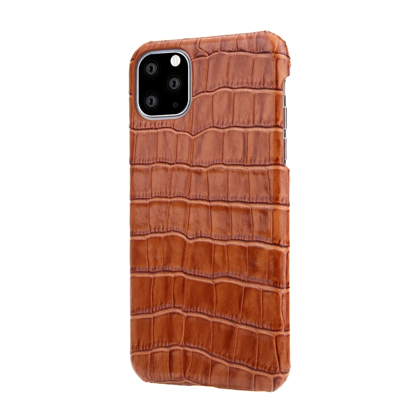 Чехол для Iphone 11 из натуральной воловьей кожи, чехол для Iphone 11 Pro из крокодиловой кожи, чехол для телефона, тонкая задняя крышка для Iphone 11 - Цвет: Коричневый