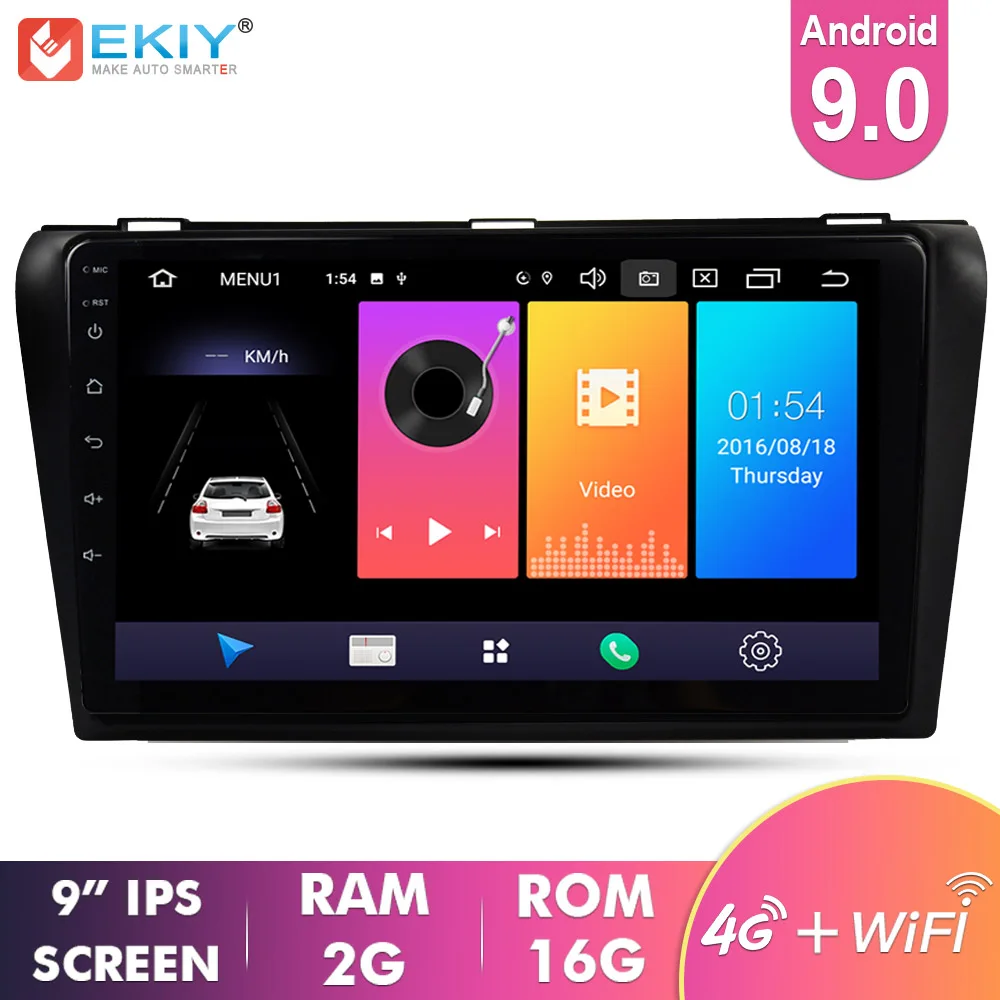 ##BUY EKIY 9 #039; #039; IPS Car Multimedia Android 9.0 No 2 Din Auto Radio For Mazda 2004 2009 Navi GPS Navigation 4G WIFI Stereo Video Player
