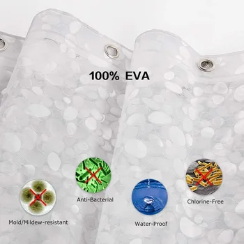 3D Shower Curtain Waterproof Mildew EVA Bath Curtains Modern Cobblestone Pattern Translucent Bathroom Curtain With Hooks 3