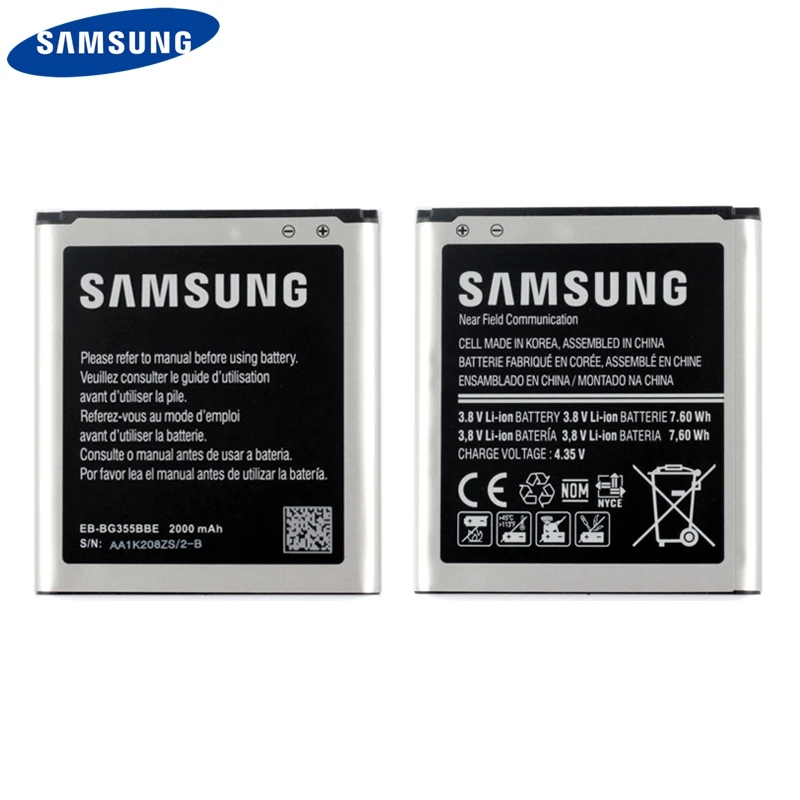 Сменный аккумулятор для телефона EB-BG355BBE для samsung GALAXY Core 2 G355H G355 G3559 G3558 NFC EB-BG355BBC аккумулятор 2000 мАч