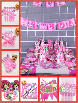 

82Pc/set Unicorn Party Supplies Decorations Disposable Tableware Tablecloth Banner Plates Cups Birthday Favors Gifts Adult Baby