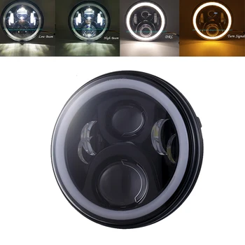 

60W Universal 7" Led Motorcycle Headlight H4 H13 Phare Farol Moto Headlamp Head Light For Harley Softail Cafe Racer Chopper