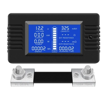 

DC Multifunction Battery Monitor Meter LCD Display Digital Current Voltage Solar Power Meter Multimeter Ammeter Voltmeter(Widely