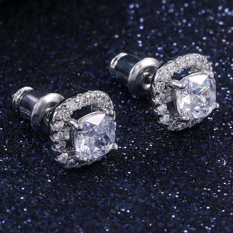 Luxury Four-claw Earrings for Women Full of Zircon Simple Square Nails Wedding Party Anniversary Jewelry | Украшения и аксессуары