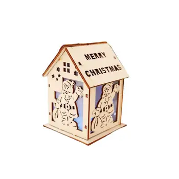 

1pc Christmas Wooden colored LED House Night Light Christmas tree Pendant Decor Supplies Kids Toy Merry Christmas Glowing Gifts