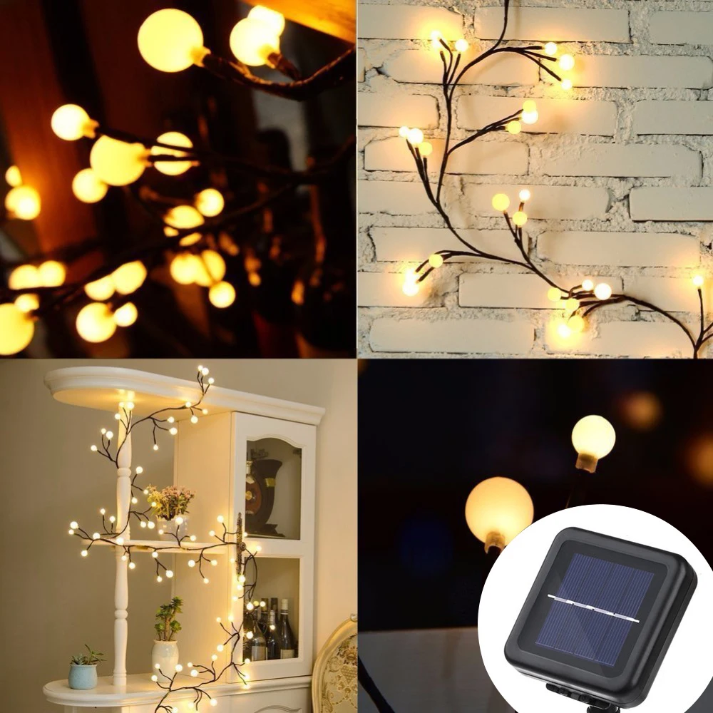 Christmas decoration ball light Solar String Lights Super Bright Outdoor Garden 8 Lighting Modes Powered Patio Party Lamp | Лампы и
