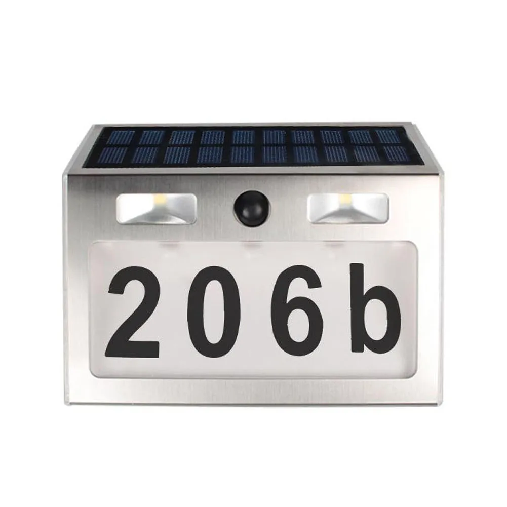 

Wireless Solar Light Led House Number Door Outdoor Wall Illuminated Motion Sensor Stainless Steel Waterproof Sign White