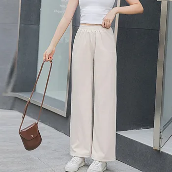 

Summer Women Casual Loose High Waist Straight Wide-Leg Pants Loose Trousers