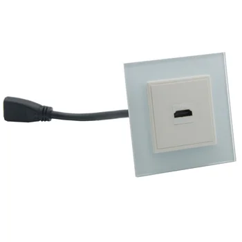 

EU Standard 1 Gang 80 Short Cable Style 1 Port HDMI Female To Female Wall Plate With Toughened Crystal Glass Panel