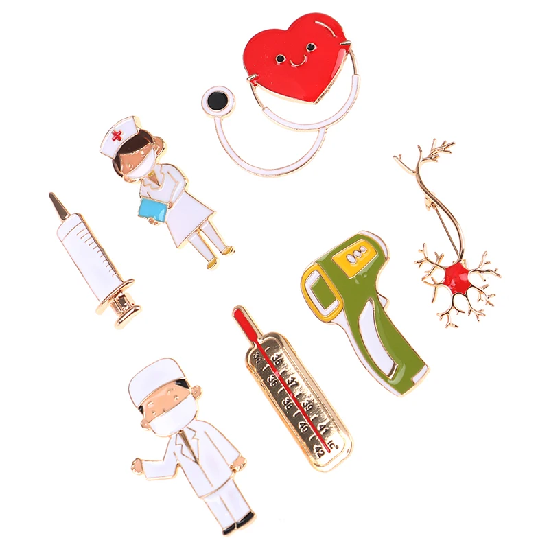 Metal Pin Doctor Badge Stethoscope Ambulance Angel Wings Nurse Hat Cross Shape Enamel Brooches Jewelry Gift |