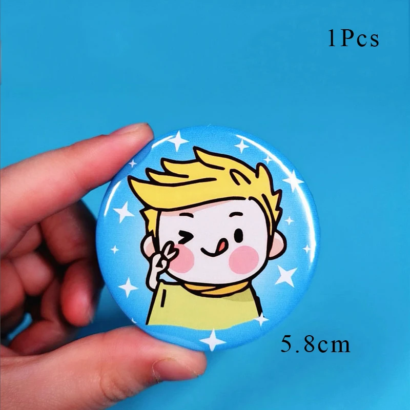 Badge B x 1 Маленькая тема принца Декоративная скатерть для вечеринки бумажная чашка пластина шапка с рисунком шары для детей Дети День рождения принадлежности - Цвет: Badge B x 1