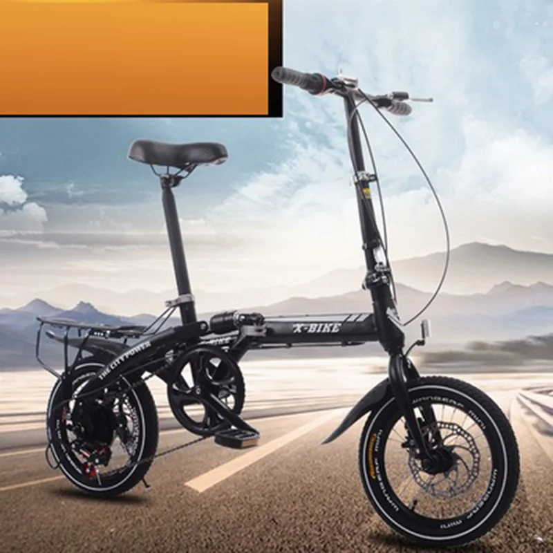 Adult Folding Bike 16-Inch Speed Change Two-Disc Brake Folding Car Small Wheel Portable Student Leisure Bicycle