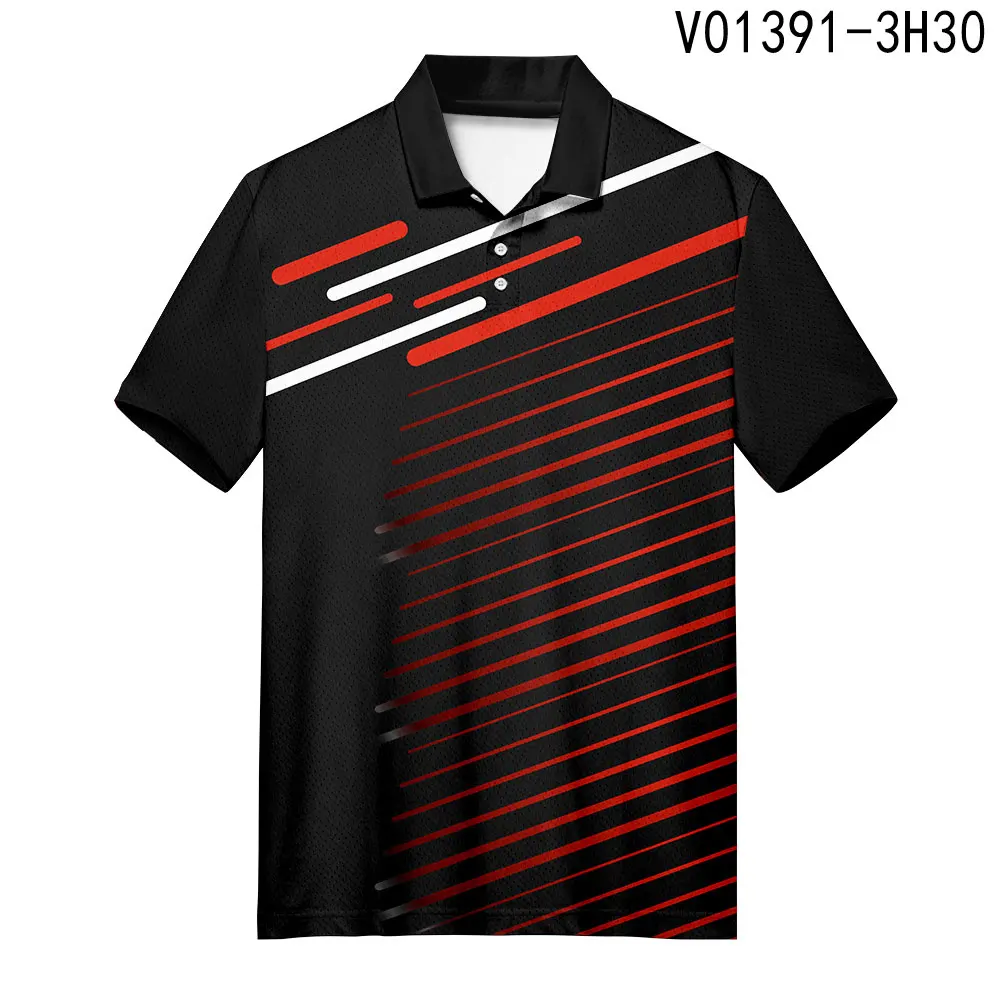 WAMNI модная мужская деловая рубашка поло для бадминтона Летняя Повседневная 3D спортивная рубашка с отложным воротником Harajuku черный твил поло - Цвет: V01391