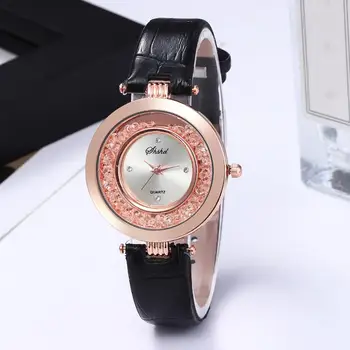 

Luxury Lady Watch Creative Flowing Rhinestone Quartz Watch Imitation Leather Belt Watches Fashion Brand Casual Watch