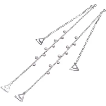 

Ladies Decorative Bra Straps Imitation Pearl Beading Invisible Braid Metal Chain