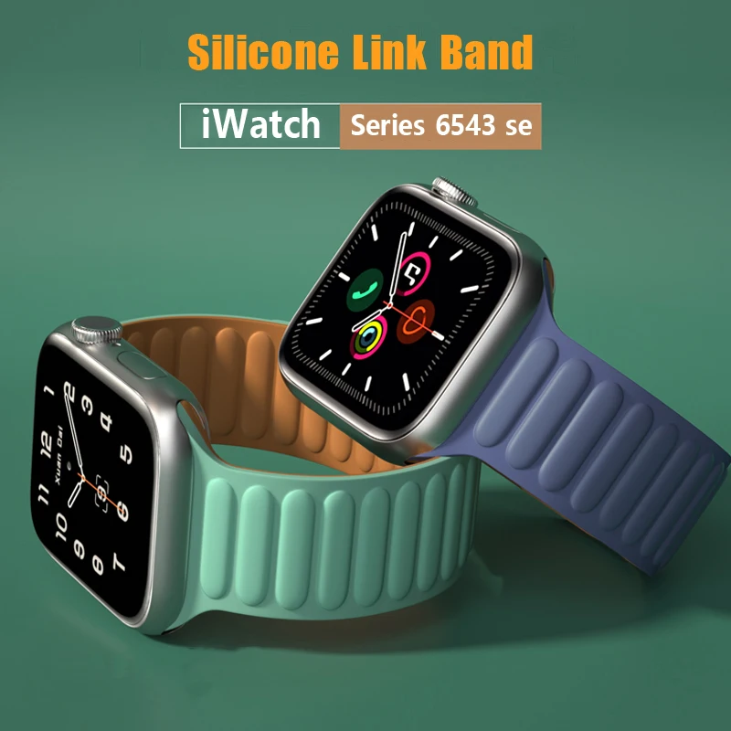 

Ремешок силиконовый для Apple watch band 44 мм 40 мм 38 мм 42 мм 41 мм 45 мм, магнитный браслет для iWatch band, Apple watch 5 4 3 se 6 7