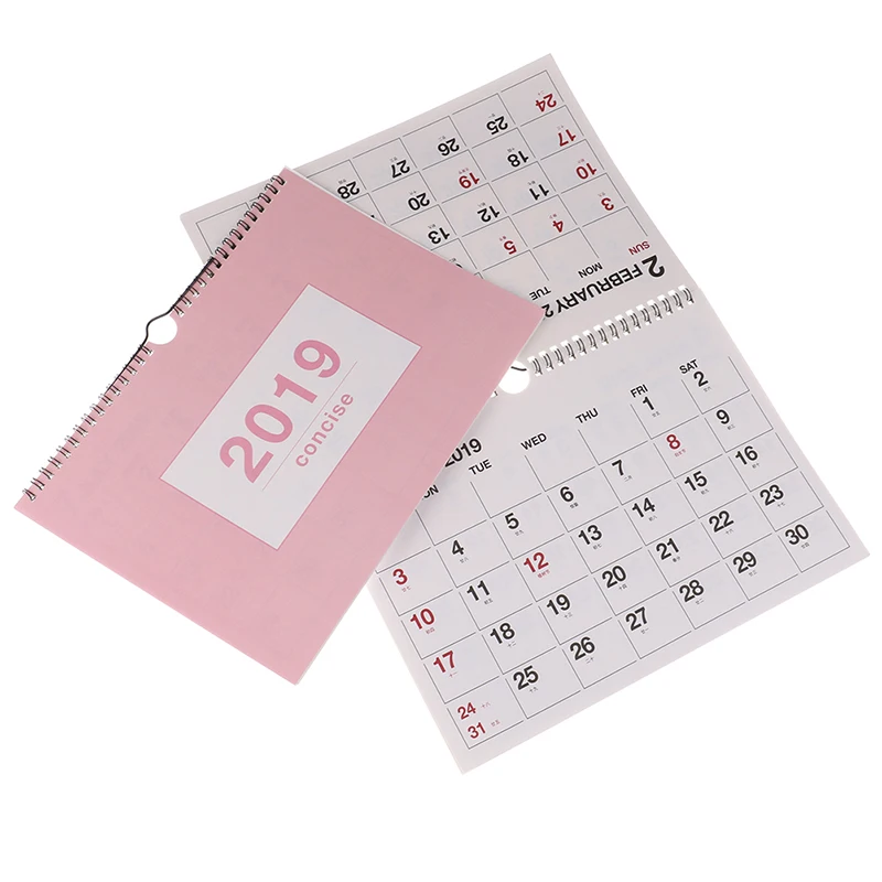 2019 Calendar Blue Pink Color Cartoon Planner Memo Office Schedule Planner NoteBook Calendar 29 *22 Cm