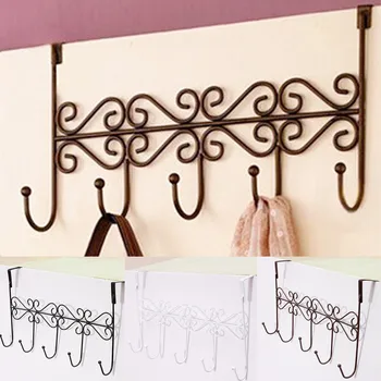 

New 5 Hooks Bathroom Hanging Rack Holder Cabinet Draw Door Wall Hooks Kitchen Organizer Bag Towel Coat Clothes Hat Over Door Han