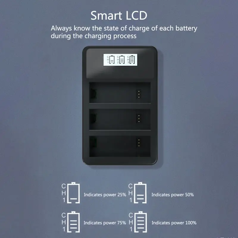 Для Osmo Action battery 3 шт Chager для DJ Osmo Action camera с интеллектуальным ЖК-дисплеем защита от зарядки