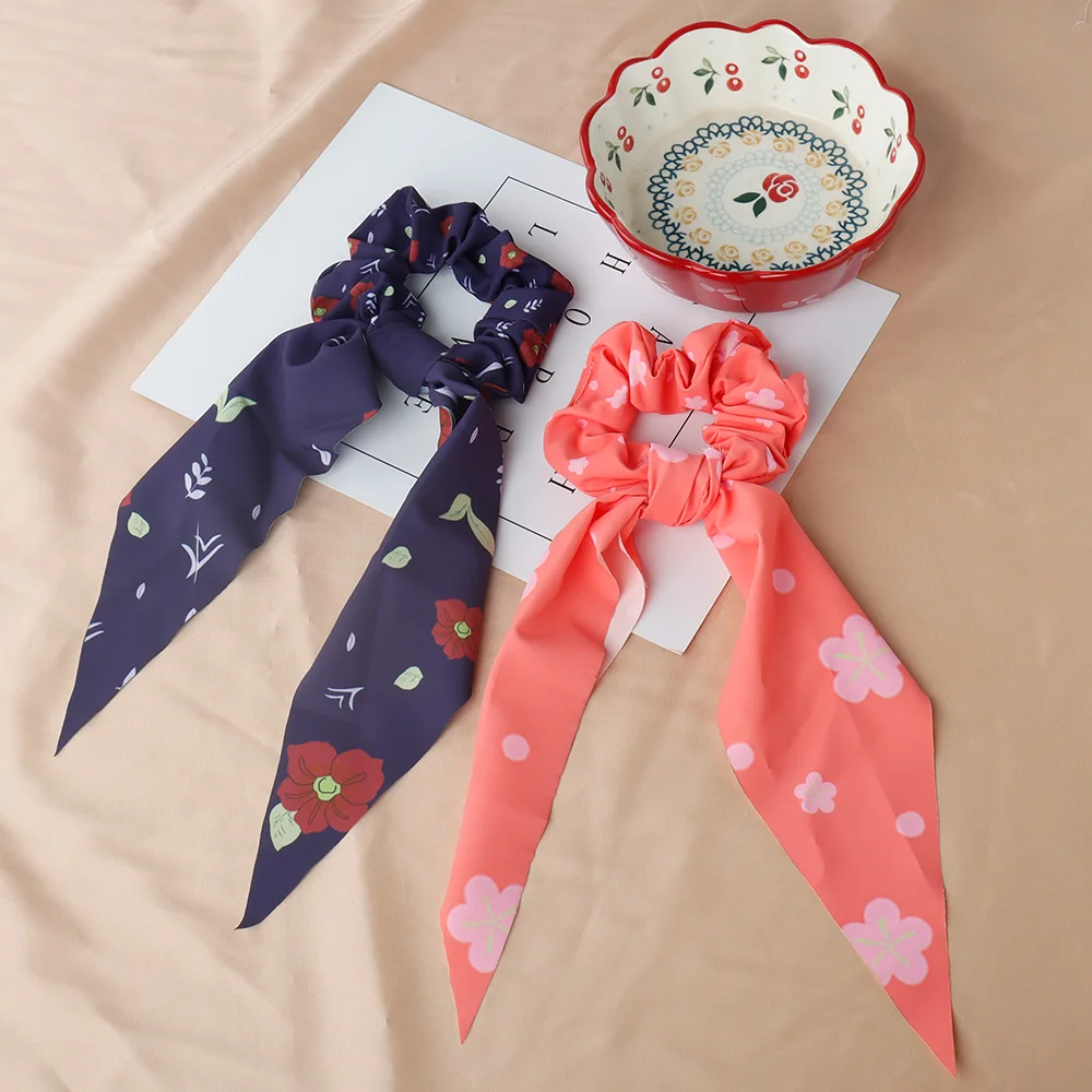 Anime Demon Slayer Cosplay Hair Ring Ribbon Nezuko Zenitsu Tanjirou Fashion Scrunchies Hair Accessories Girl Costume Props