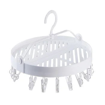 

Home Round Drying Rack Socks Underwear Hanger Foldable Clothes Drying Rack with 18 Clothespins for Balcony JS22