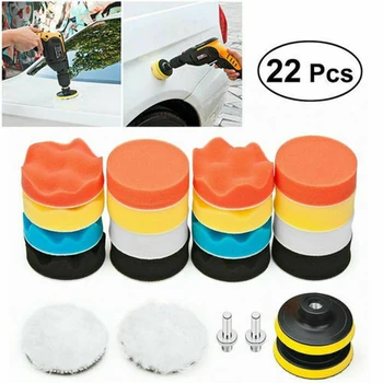 

22 Pack 3" Polishing Waxing Buffing Sponge Buffer Pads Kit Compound Car Polisher Accesorios Coche Hard Wave Polishing Pad