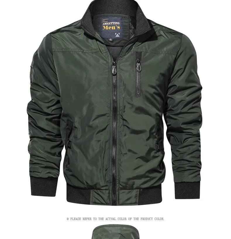 Winderbreaker Jacket גברים מוצק צבע צווארון עומד Tatical מעיל זכר עמיד למים גברים בגדי Streetwear אופנה מזדמן מעיל גבר