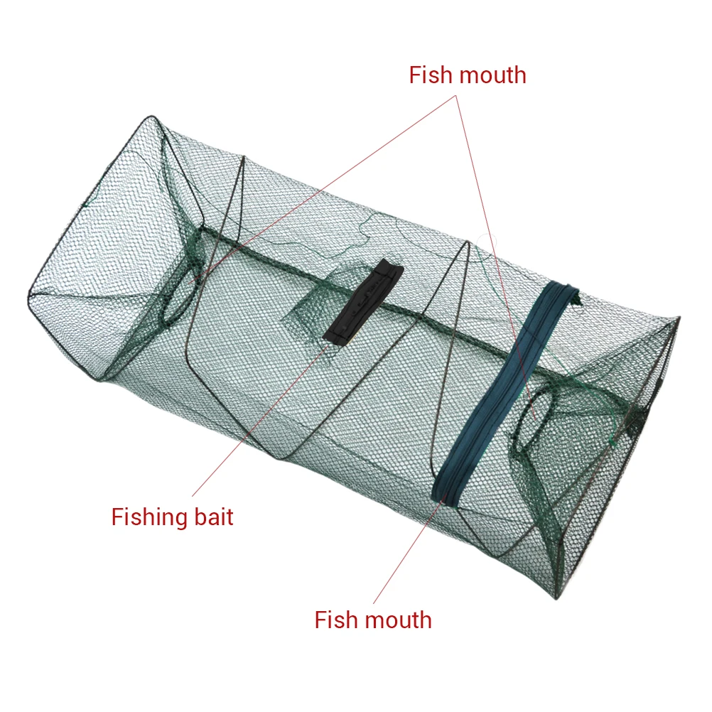 Portable Fishing Net Fish Shrimp Mesh Cage Cast Net Fishing Trap Network Foldable Fishing Net Tackle Fishing Net Tackle zipper