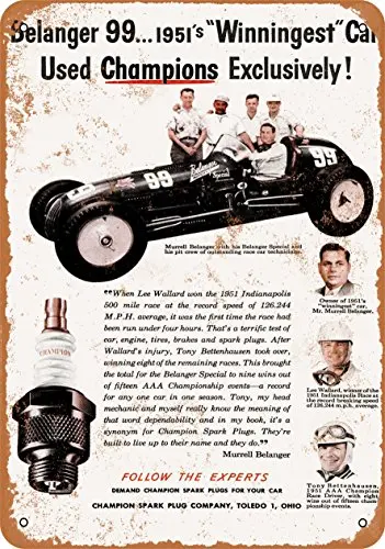 Металлический знак-1952 свечи зажигания и 1951 дюймовый автомобиль-винтажный