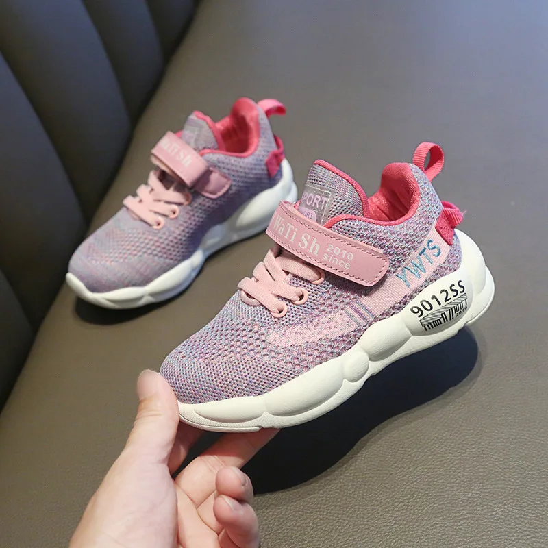 Спортивная обувь для девочек Новые Детские's обувь netshoes дышащая сетка студенческие Начальная школа обувь для мальчиков белые кроссовки для бега - Цвет: Розовый