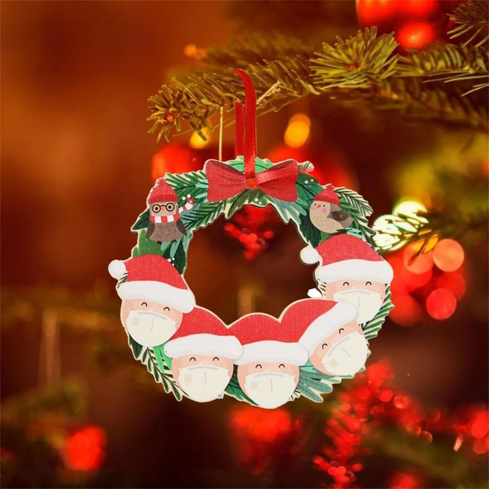 

2020 Toys for children Santa Personalized Masks Wooden Ornaments Hanging Pendant Montessori Holiday Decoration playmobil Gifts