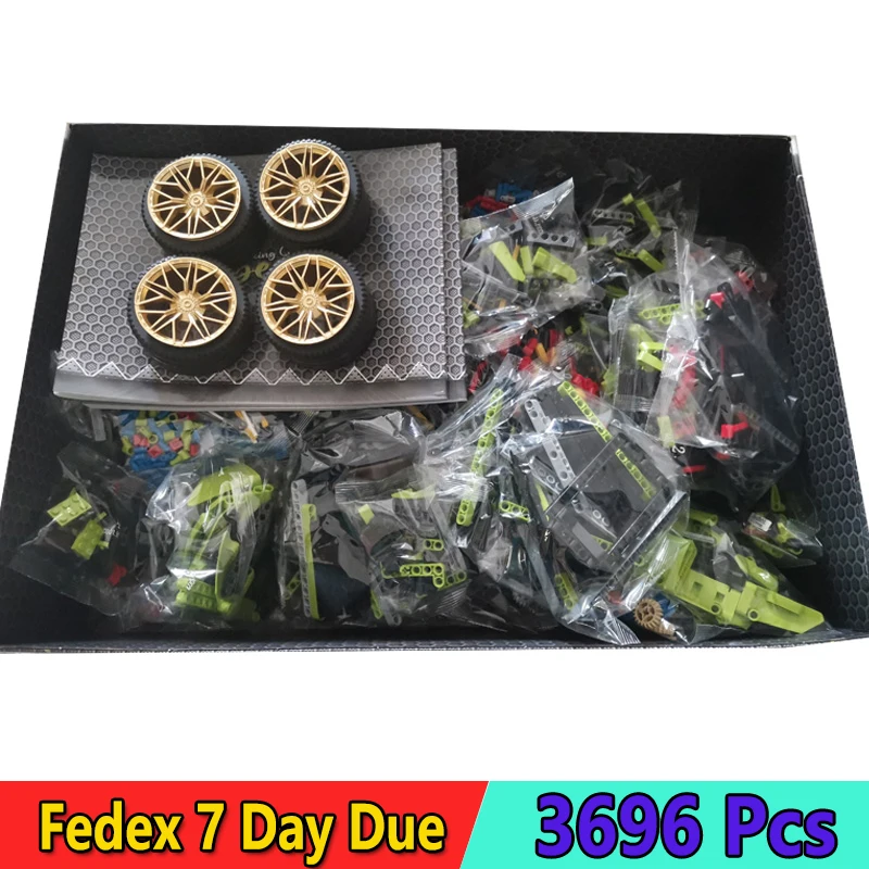 Super Car 42115 Lamborghinis Sian FKP 37 Building Blocks Racing Model With LED Light 3696Pcs Bricks Education Toy Kid Gifts