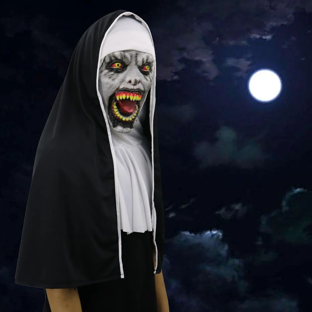 Карнавальные страшные латексные маски для костюмированной вечеринки Holloween с платком на голову, полный шлем для лица, вечерние реквизиты на Хэллоуин, Прямая поставка