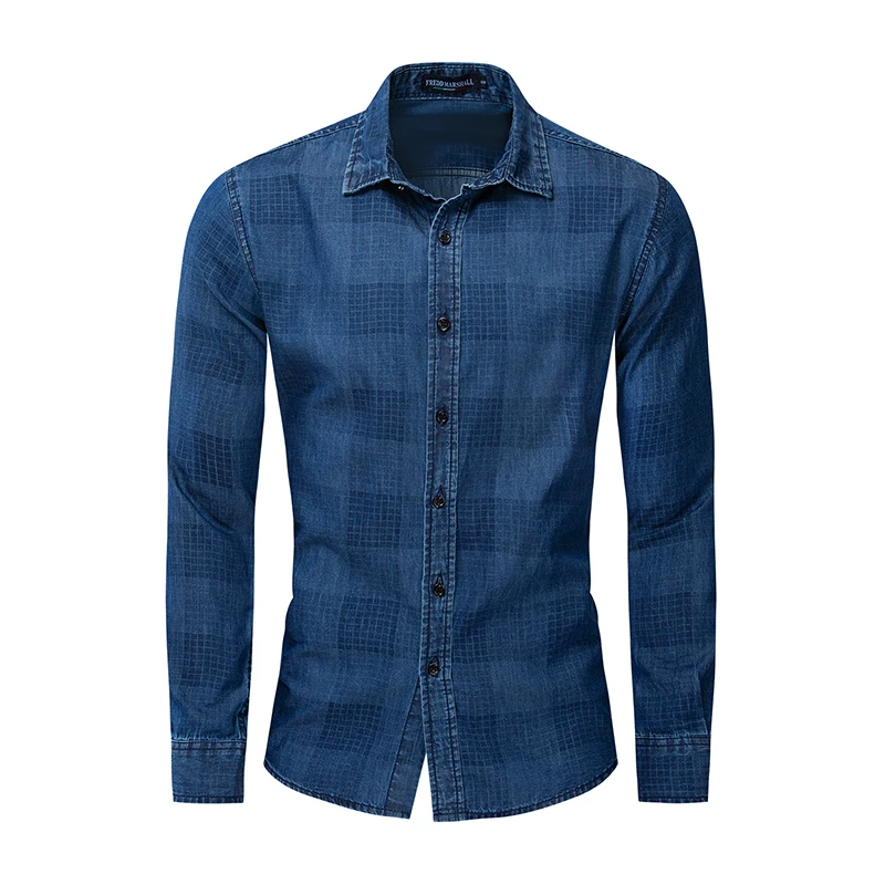 

Men's New Shirt Europe And America Large Size Spring And Autumn Fashion Long-sleeved Denim Shirt Plaid Shirt Casual Men's Shirt