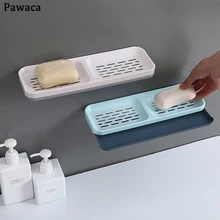 Держатель для мыла двойной каркасный мыльница Пластиковые Настенные мыльницы квадратная губка органайзер для ванной комнаты Аксессуары самоклеющиеся