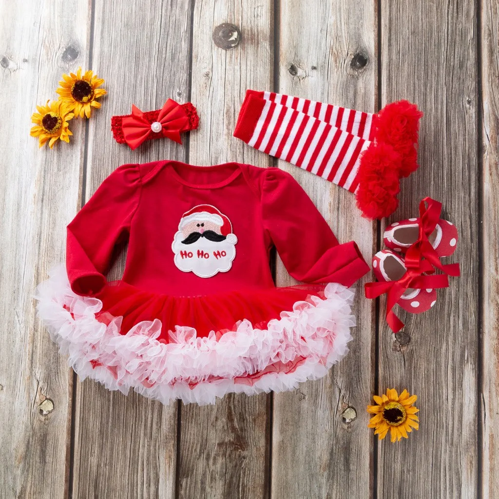 Christmas Outfit Kids Clothes Girls Printing Romper Skirt Outfits Toddler Girl Winter Clothes Cotton Full Sleeve roupa infantil