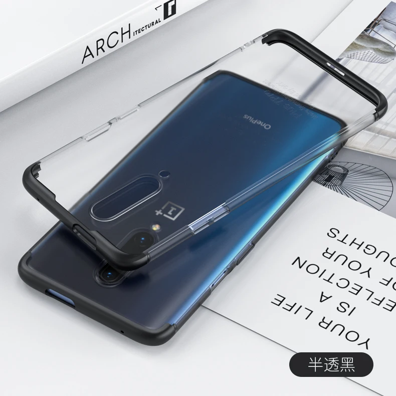 GKK чехол 3 в 1 для Oneplus 6T 7 Pro Чехол антидетонационный прозрачный Ультратонкий матовый чехол для ПК для Oneplus 6T 7 Pro Чехол fundas - Цвет: black