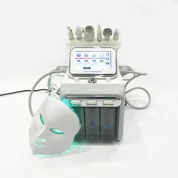 

7 in 1 h2 o2 hydrafacial with led light therapy facial mask water oxygen jet aqual peeling small bubble anti-aging machine