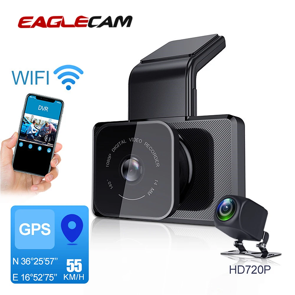Автомобильный видеорегистратор с Wi-Fi и GPS-координатами 1080P HD ночным видением