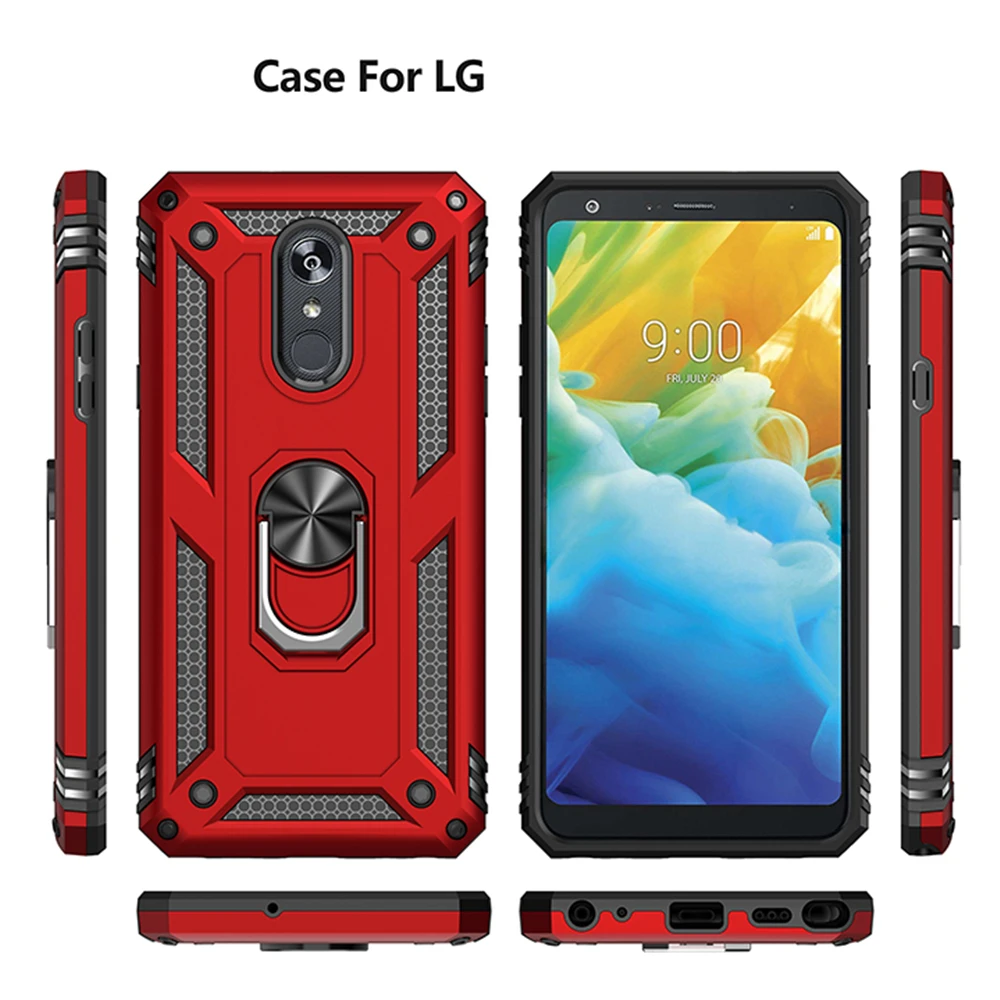 For LG Stylo 4 5 Aristo 2 3 K40 K12 Plus X4 K50 Q60 K10 K30 Military Anti-fall TPU PC Ring Car magnetic Stand Case