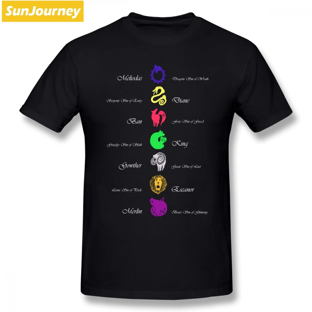 

Seven Deadly Sins Men T Shirt New Cool Oversize O-Neck Cotton Short Sleeve Custom Clothes For Men