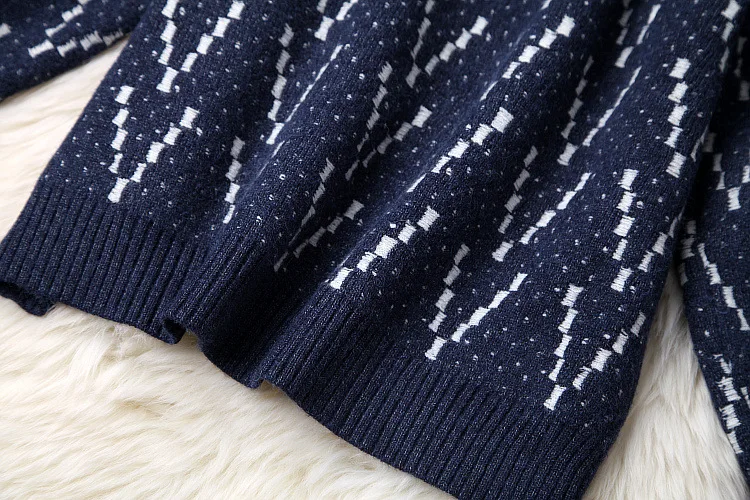 Зимний теплый пуловер с высоким воротом, свободный свитер, комплект из 2 предметов, Женский вязанный топ с водяным напылением+ Широкие трикотажные штаны, костюм черного и синего цвета