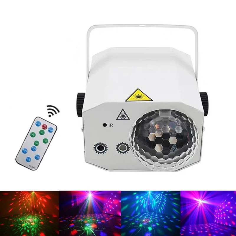 Светодиодный прожектор для сцены, дискотек Лазерное освещение RGB DJ лампа диско-шар звуковой активированный проектор свет для танцевальных залов баров вечерние рождественские