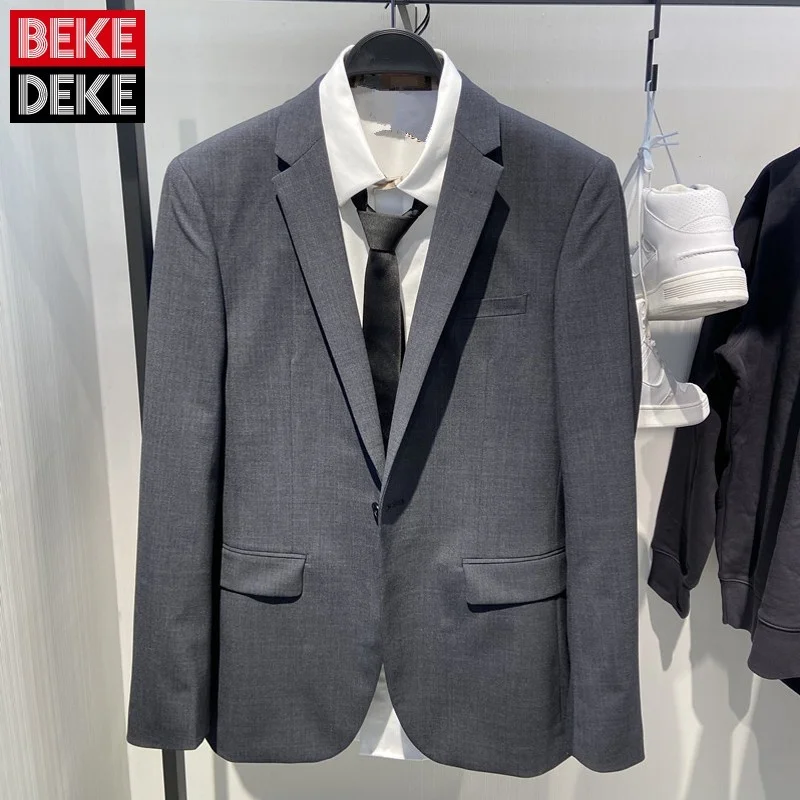 

Деловой Блейзер на одной пуговице для мужчин, дизайнерский облегающий пиджак с длинным рукавом в повседневном стиле, офисная одежда для вечерние, весна-лето