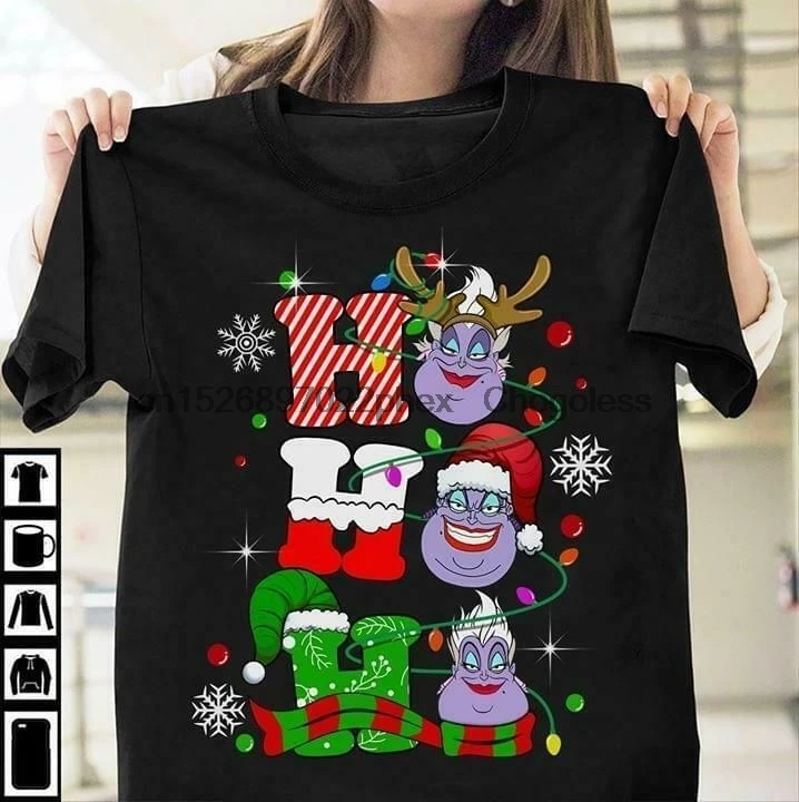 Черная Хлопковая мужская и женская футболка urсула с изображением лица в стиле Хо