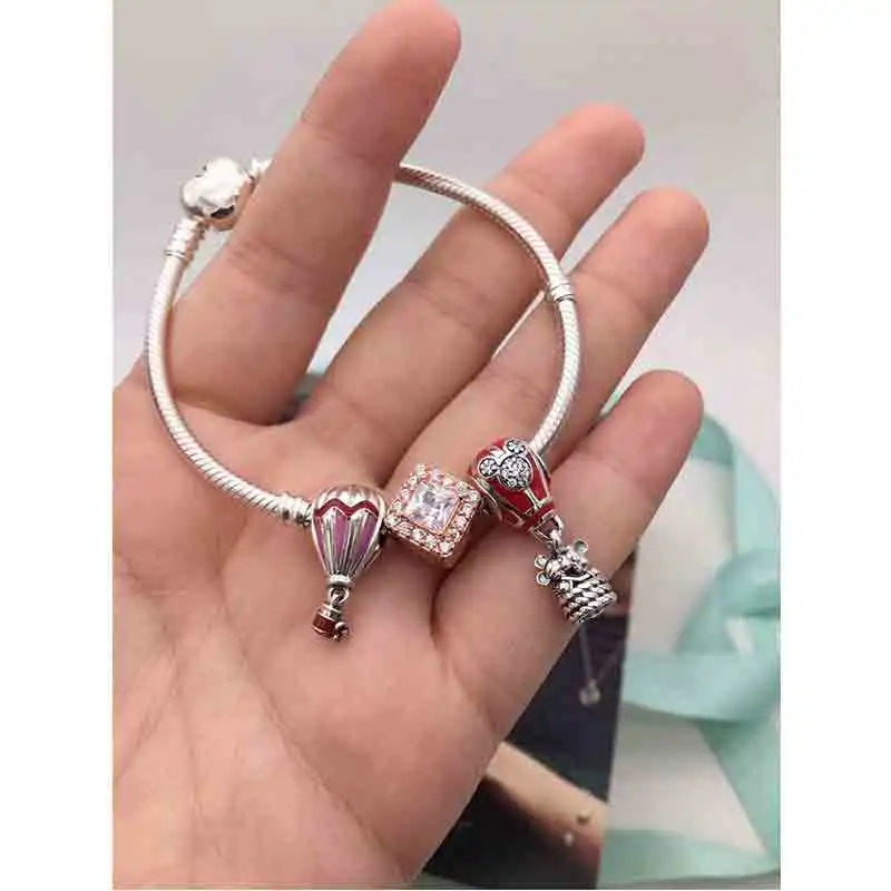 

High Quality Original 925 Sterling Silver Red Balloon Bracelet Set with Original Logo Jewelry Gift, Free Delivery.