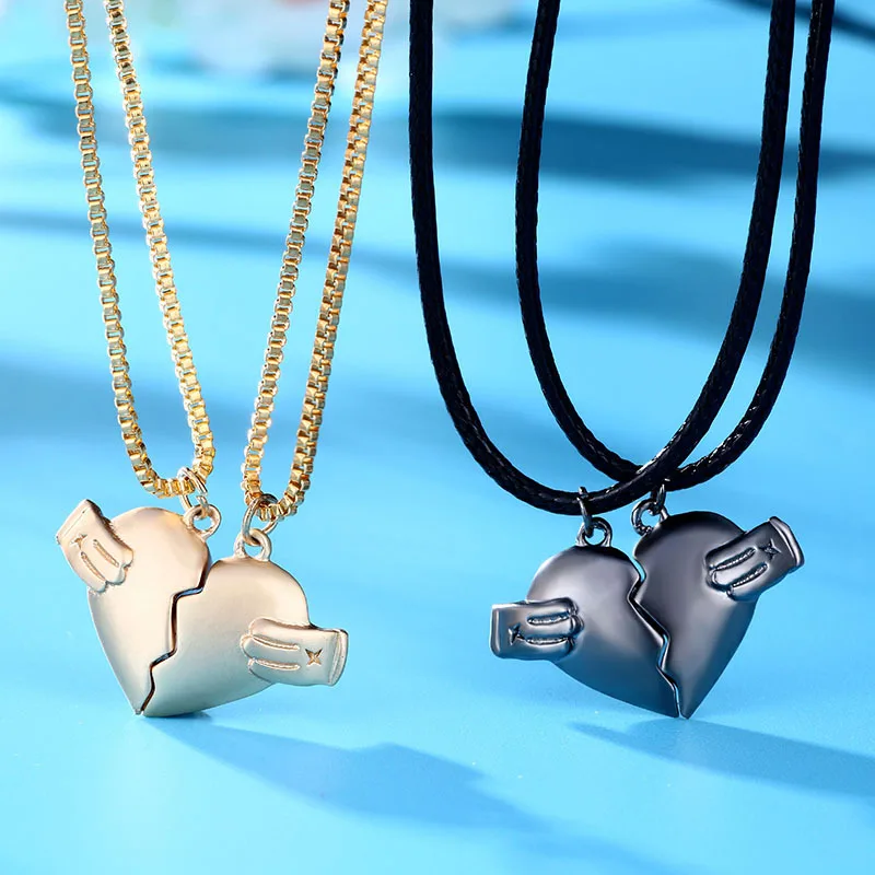 New Magnetic Couple Heart Shape Necklace Gothic Punk Style For Men Jewelry Wedding Lovers Couples Valentine's Day gift Gifts | Украшения